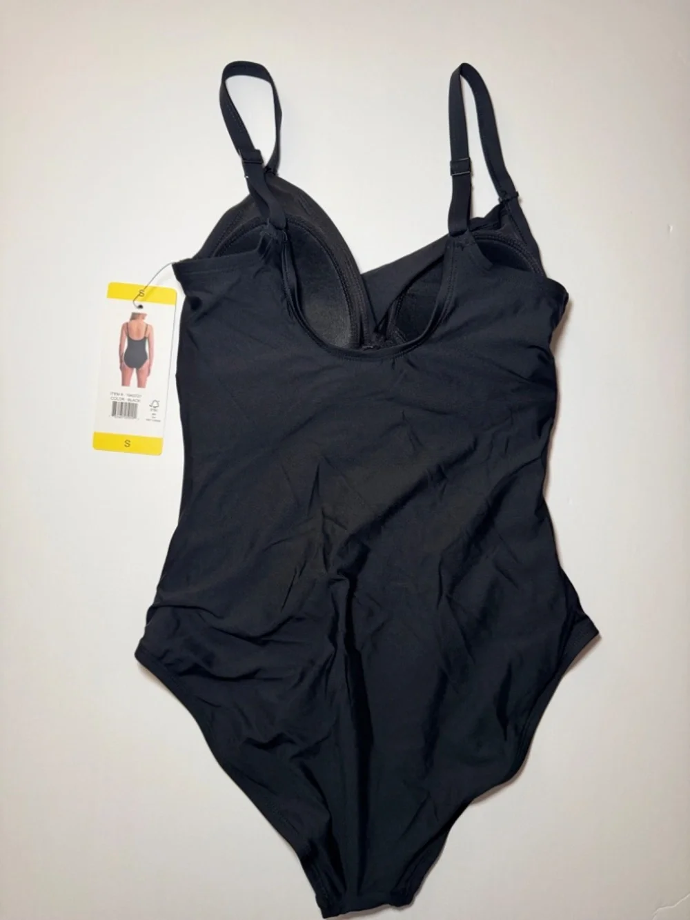 DKNY One Piece Swimsuit Small Black Ruched Twist Front NWT - Picture 6 of 6